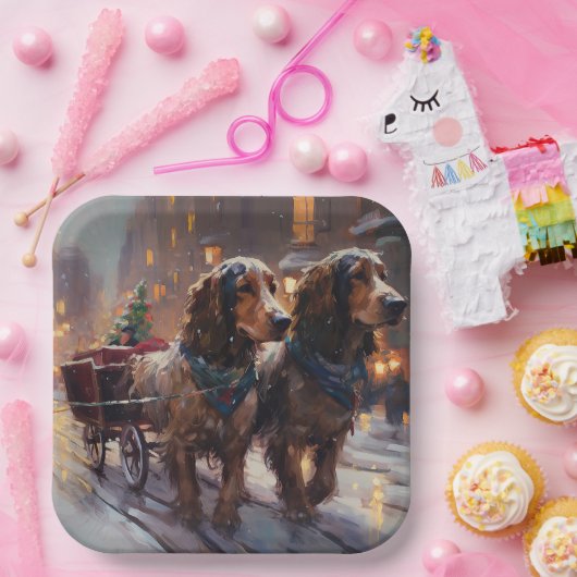 English Cocker Spaniel Weihnachtsfeiersaison Pappteller (Party)