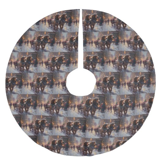 English Cocker Spaniel Weihnachtsfeiersaison Polyester Weihnachtsbaumdecke (Vorderseite)