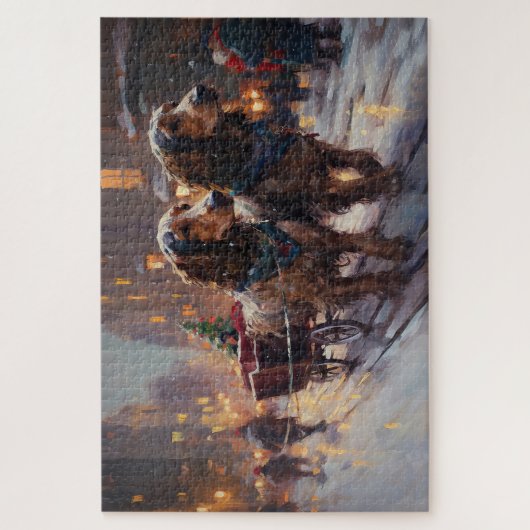 English Cocker Spaniel Weihnachtsfeiersaison Puzzle (Vertikal)