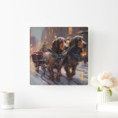 English Cocker Spaniel Weihnachtsfeiersaison Quadratische Wanduhr (Zuhause)