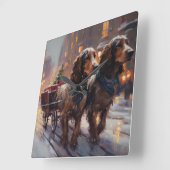 English Cocker Spaniel Weihnachtsfeiersaison Quadratische Wanduhr (Winkel)