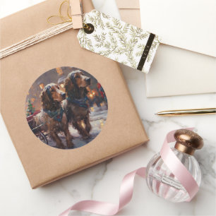 English Cocker Spaniel Weihnachtsfeiersaison Runder Aufkleber