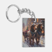 English Cocker Spaniel Weihnachtsfeiersaison Schlüsselanhänger (Vorderseite links)