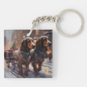 English Cocker Spaniel Weihnachtsfeiersaison Schlüsselanhänger (Rückseite)