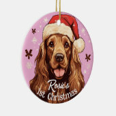 English Cocker Spaniels erste Weihnachten Keramik Ornament (Rechts)