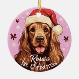 English Cocker Spaniels erste Weihnachten Keramik Ornament