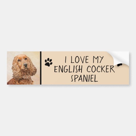 English Cocker Spanische Malerei - Original Dog Ar Autoaufkleber (Vorne)