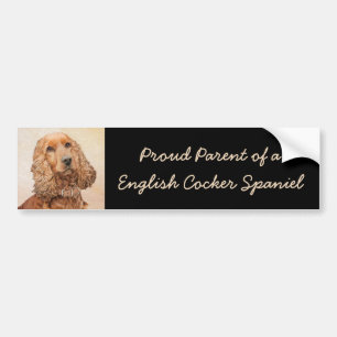 English Cocker Spanische Malerei - Original Dog Ar Autoaufkleber
