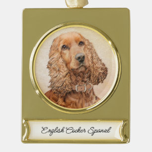 English Cocker Spanische Malerei - Original Dog Ar Banner-Ornament Gold