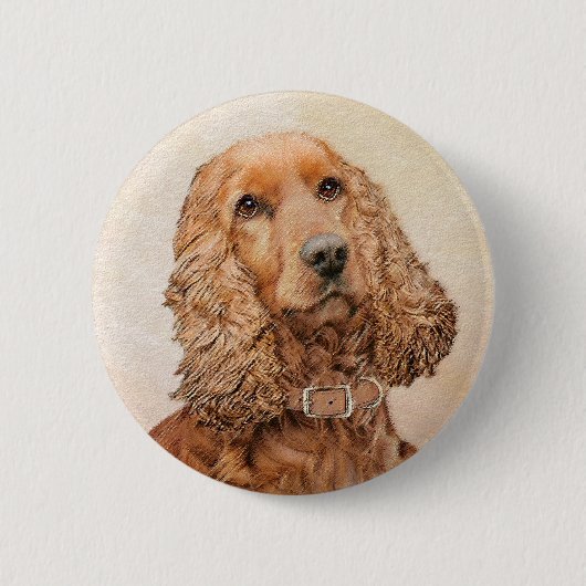 English Cocker Spanische Malerei - Original Dog Ar Button (Vorderseite)