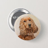 English Cocker Spanische Malerei - Original Dog Ar Button (Vorne & Hinten)