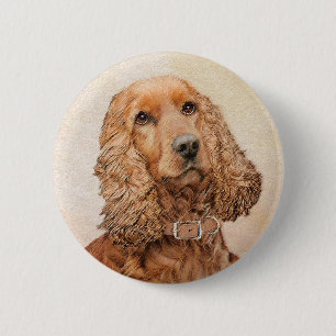 English Cocker Spanische Malerei - Original Dog Ar Button