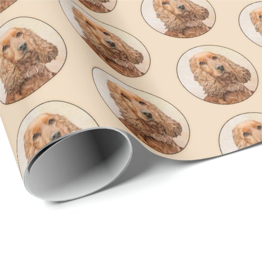 English Cocker Spanische Malerei - Original Dog Ar Geschenkpapier (Rolleneckpunkt)