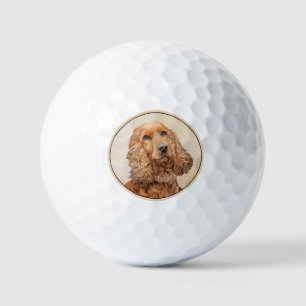 English Cocker Spanische Malerei - Original Dog Ar Golfball