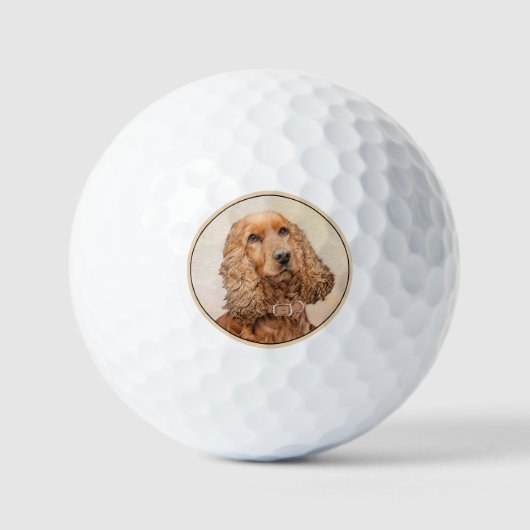 English Cocker Spanische Malerei - Original Dog Ar Golfball (Vorderseite)