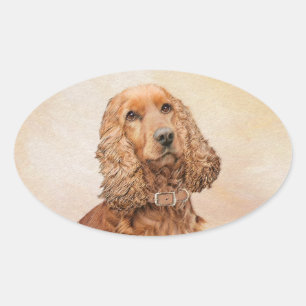 English Cocker Spanische Malerei - Original Dog Ar Ovaler Aufkleber