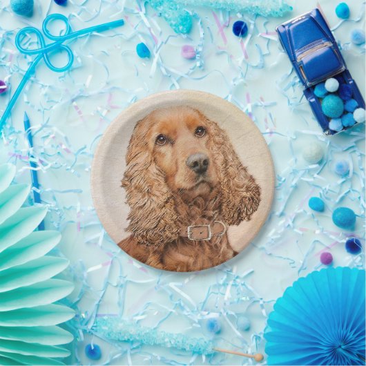 English Cocker Spanische Malerei - Original Dog Ar Pappteller (Party)