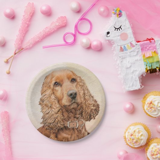 English Cocker Spanische Malerei - Original Dog Ar Pappteller (Party)