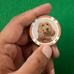 English Cocker Spanische Malerei - Original Dog Ar Pokerchips