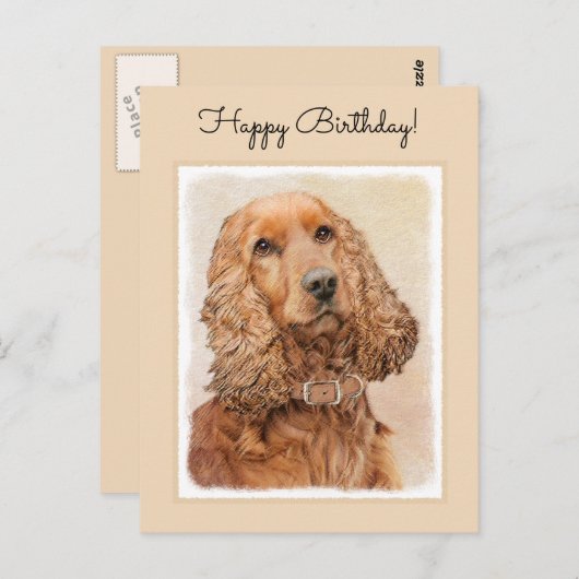 English Cocker Spanische Malerei - Original Dog Ar Postkarte (Vorne/Hinten)