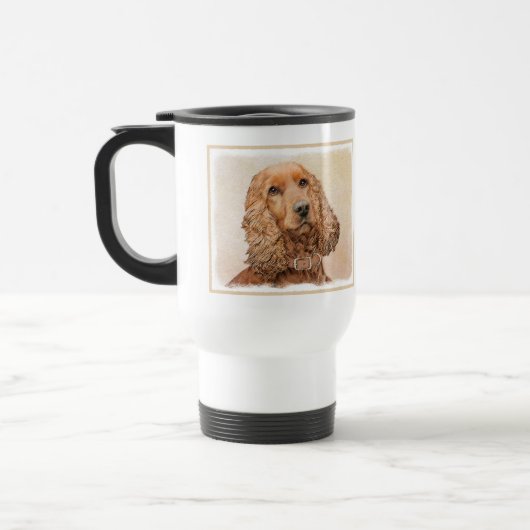 English Cocker Spanische Malerei - Original Dog Ar Reisebecher (Links)