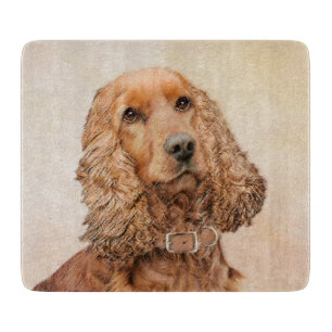 English Cocker Spanische Malerei - Original Dog Ar Schneidebrett