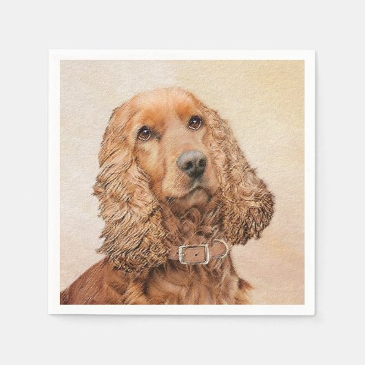 English Cocker Spanische Malerei - Original Dog Ar Serviette (Vorderseite)