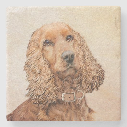 English Cocker Spanische Malerei - Original Dog Ar Steinuntersetzer (Vorderseite)