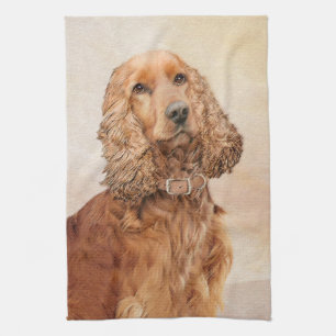 English Cocker Spanische Malerei - Original Hund A Geschirrtuch