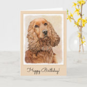 English Cocker Spanische Malerei - Original Hund A Karte (Gelbe Blume)