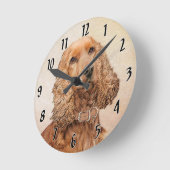 English Cocker Spanische Malerei - Original Hund A Runde Wanduhr (Winkel)