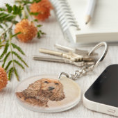 English Cocker Spanische Malerei - Original Hund A Schlüsselanhänger (Vorderseite rechts)