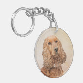 English Cocker Spanische Malerei - Original Hund A Schlüsselanhänger (Vorderseite links)