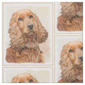 English Cocker Spanische Malerei - Original Hund A Stoff (Nahaufnahme)
