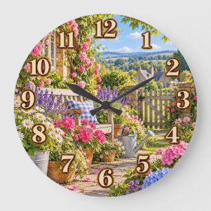 English Cottage Garden Retreat-Uhr Große Wanduhr