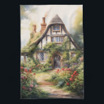 English Cottage Geschirrtuch<br><div class="desc">A Watercolour English cottage with garden</div>