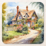 English Cottage Rechteckiger Pappuntersetzer<br><div class="desc">A Watercolour English cottage with garden</div>
