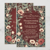 English Cottage William Morris Maroon Housewarming Einladung (Vorne/Hinten)
