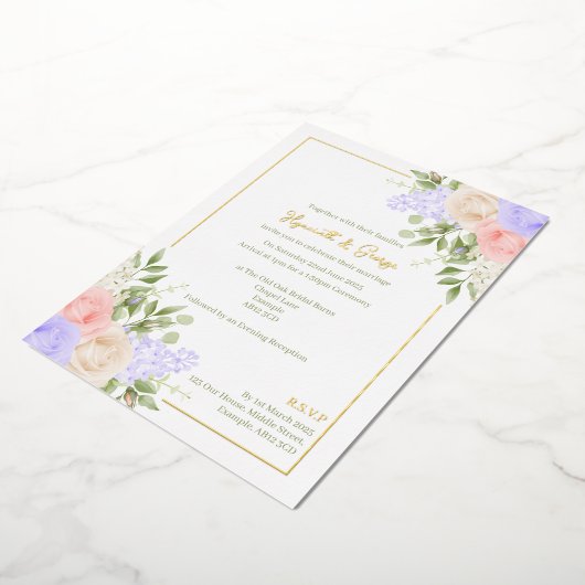 English Country Garden Foil Wedding Einladung (Gedreht)