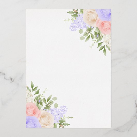 English Country Garden Foil Wedding Einladung (Rückseite)