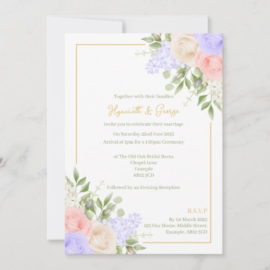 English Country Garden Foil Wedding Einladung (Vorderseite)