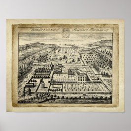 English Country House Architecture Zeichnend Print Poster