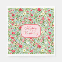 English Country Wildblume Happy Birthday Napkins Serviette
