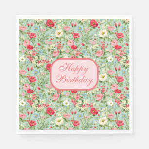 English Country Wildblume Happy Birthday Napkins Serviette