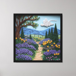 English Countryside with Daffodils and Lavender Leinwanddruck