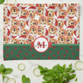 English Cream Golden Monogram Christmas Dog Geschirrtuch (Gefaltet)