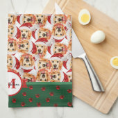 English Cream Golden Monogram Christmas Dog Geschirrtuch (Viertel Falte)