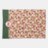 English Cream Golden Monogram Christmas Dog Geschirrtuch (Horizontal)