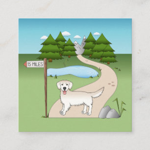 English Cream Golden Retriever an einem Wanderweg Quadratische Visitenkarte