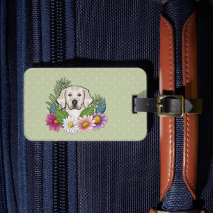 English Cream Golden Retriever Bunte Blumen Gepäckanhänger